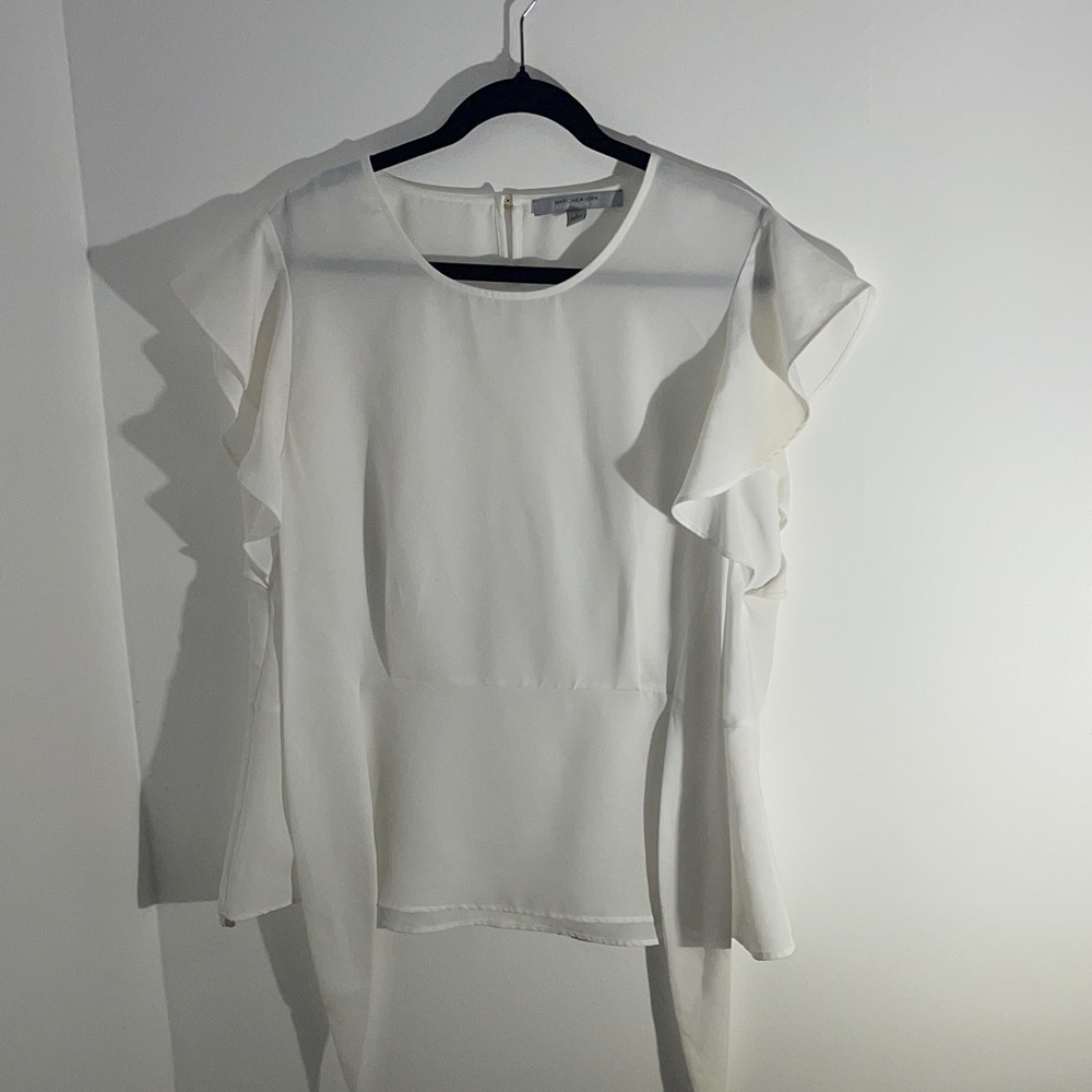 Marc New York White Ruffle Sleeve Blouse Size Large